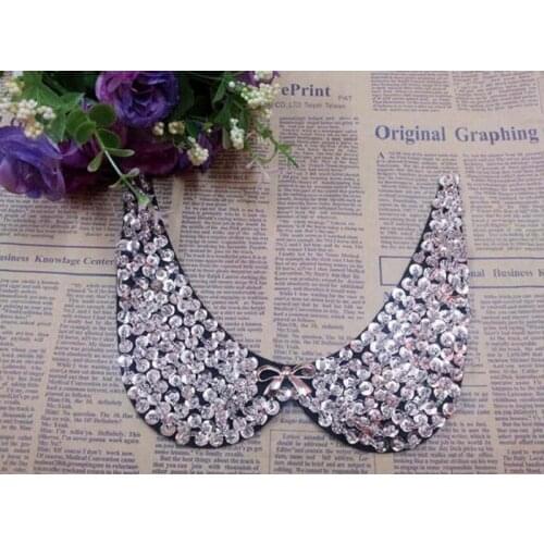 Patches fabric collar Trim Neckline Applique for dress/wedding/shirt/clothing/Sewing flower Floral lace round Sequins giltter