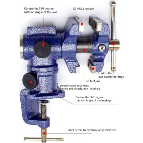 Bench Vise CoordinateTable Vice Workbench Drill Press Table Pliers Clamp 360 Degree Rotating Table DIY Table Vise New Double Jaw