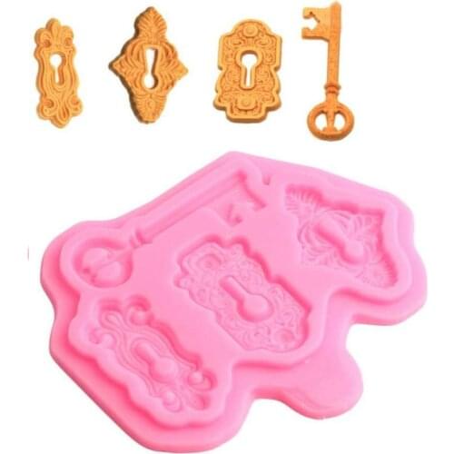 New Vintage Key Modeling Silicone Mold DIY Cake Baking Mold Gypsum Silicone Terra-cote New Lock Key Decoration Mold Jewelry S5L8