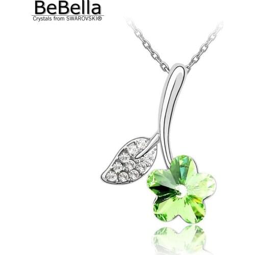 BeBella 6 colors crystal plum flower pendant necklace Made with Austrian Crystals from Swarovski