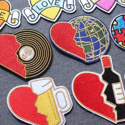 Embroidery Patch Heart-Shaped Patch Iron On Patches For Clothes DIY LGBT Badges Rainbow Patches On Clothing Stripes Accessory