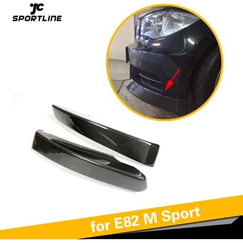 Carbon Fiber Front Bumper Lip Splitters Aprons Winglets Cupwings For BMW 128i E82 M Sport Bumper 2008 - 2011