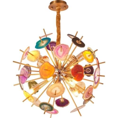 Postmodern Colorful Agate Stone Pendant Light Creative Personality Luxury Designer Pendant Lamp Lustre Indoor Lighting Fixtures