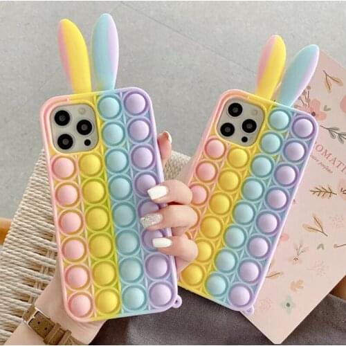 Rainbow Case For Iphone 11 12Pro Max XR XS XR 6s 7 8 Plus Pop Fidget Toys Push It Bubble Funda Soft Silicon Phone Cover Iphone11