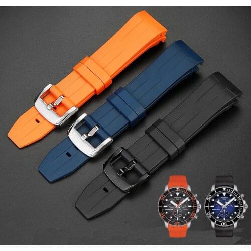 For 1853 Starfish T120407A Watchband T120417 Menswristband 22mm Sports Diving Watch Strap Curved Rubber