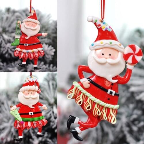 Christmas Ornaments Hanging Pendant Diy Xmas Gift Cute Santa Claus Candy Cane Pendant Soft Clay Plastic Doll Hang Decor For Home
