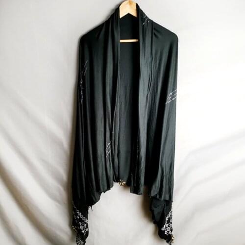 100% Soft Cotton Scarf KASHKHA Scarf For African Muslim Women Dubai Pray Big Shawls With Rhinestones 215*115cm Large Size BF-213