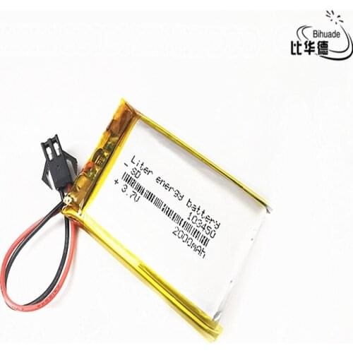 SM 2.54mm 2Pin Good Qulity 3.7V,2000mAH 103450 Polymer lithium ion / Li-ion battery for tablet pc BANK,GPS,mp3,mp4