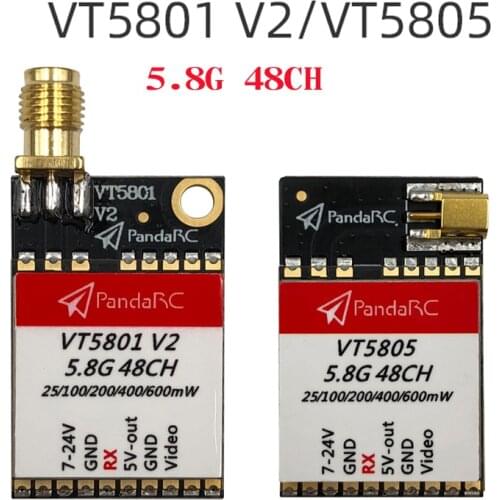PandaRC VT5801 V2 VT5805 VT5804 FPV Video Transmitter 5.8G 48CH 25/100/200/400/600mW Switchable OSD adjustable SMA MMCX VTX
