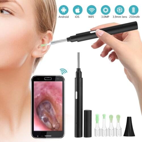 WiFi Otoscope 3.9mm Ear Cleaning Endoscope HD Wireless Ear Inspection Camera Kids Earwax Removal Tool for IOS Android System