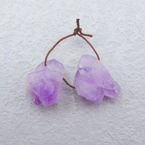 Sale 1Pair Nugget Amethyst Handmade Earrings For Women 22x17x3mm 3g