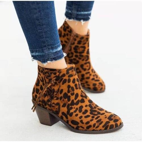 Large Size European and American Ladies Boots Fashion Size Leopard Martin Boots Increase Breathable Non-slip Warmth