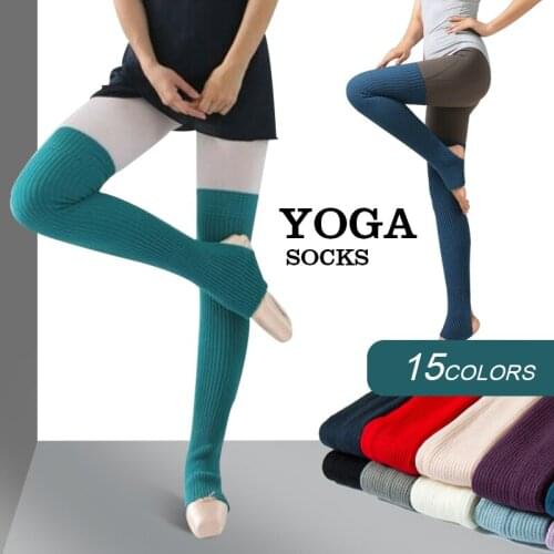 Women Autumn Winter Warm Yoga Socks Knee High Elastic Leg Warmers Ballet Dance Socks Latin Knee Pads Hip-hop Piled Socks