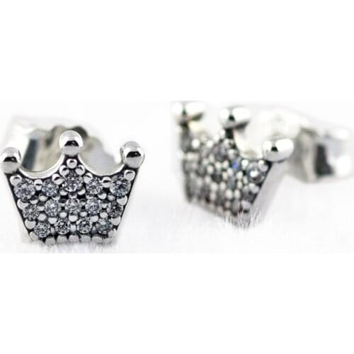 Woman Earrings Enchanted Crowns Stud Earrings Clear CZ Elegant Jewelry Making 925 Original Silver Fashion Earring Studs