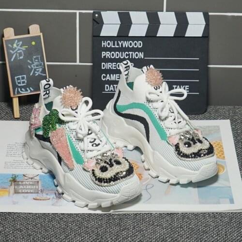 Thick-soled old shoes women 2021 new heavy industry shiny rhinestone sports casual shoes single shoes