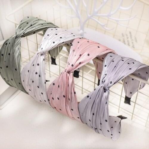 Ladies Shinny Fabric Headband Dots Cross Hair Hoop Korean Twisted Hairband for Girls Hair Accessories