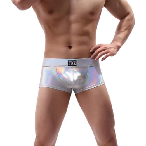 1/4PCS Men Underwears Boxers Erotic PU Leather Men Shorts U-convex Pouch Trunk Lingerie Men Leder Latex Boxershorts Underpants