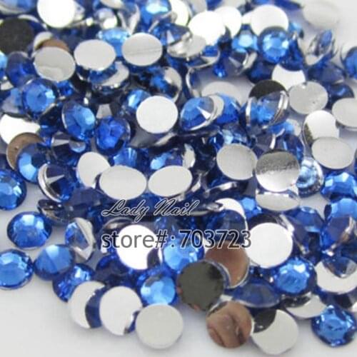 1000PCS Flatback 14 Facets Resin Round Rhinestone Tips Beads Makeup Nail Art Decoration Tools ss20 5mm Dark Blue N11
