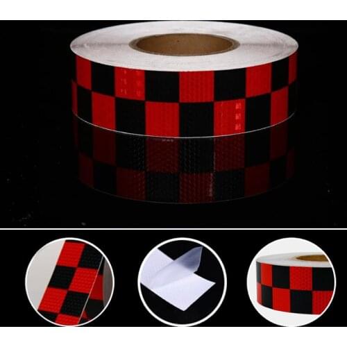 10MX5CM Black Red Lattice Reflective Stickers Car Accessories Safety Mark Warning Strips Reflective Film