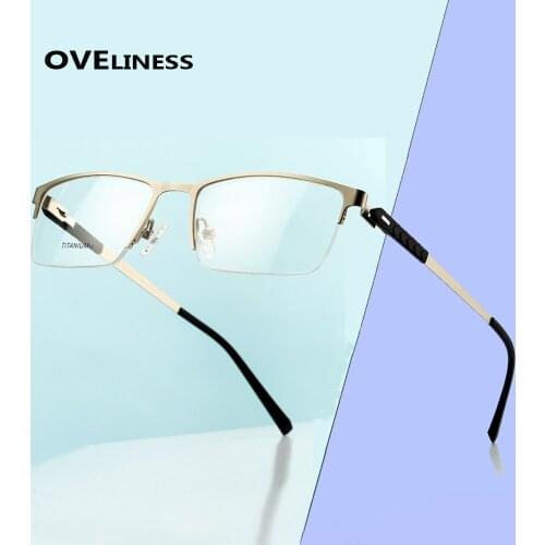 2020 male Computer Myopia Prescription eye glasses Frame Women Men Half Metal eyeglasses Titanium Alloy Screwless Eyewear frames