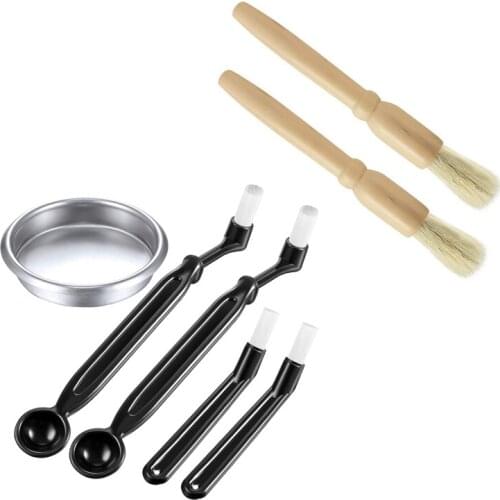 4 Pieces Coffee Machine Brush With Spoon And 1 Piece 58 Mm Stainless Steel Back Flush Insert Metal Blind Filter & 2 Pcs Coffee G