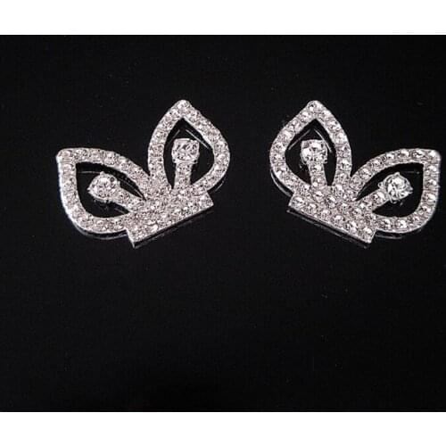50pcs Cat Ear Tiaras Crystal Rhinestone Flatback Appliques strass Buckle Wedding Bride Hairpin Hair Clip Invitation Ribbon Decor