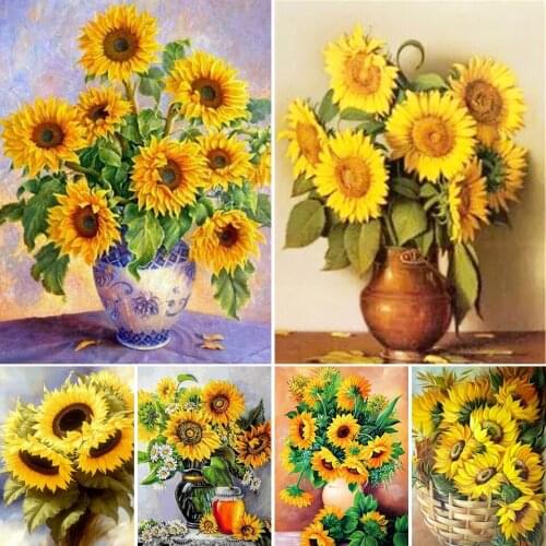 5D DIY Diamond Painting Sunflower Cross Stitch Kit Full Drill Square Embroidery Mosaic Picture of Rhinestones Home Decor Gift