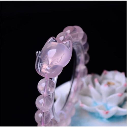 FREE SHIPPING Natural Star Rose Quartz Mozambique Crystal Fox Beads Bracelet AAA 10mm