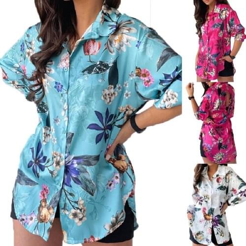 Women Autumn Long Sleeve Blouses and Shirts Vintage Printing Single Breasted Shirt Tops Ladies Casual Blusa