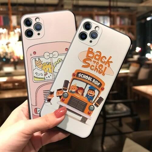 School Bus 3D Embossed Phone Case For iPhone X XS XR 11 12 Pro MAX 6 7 8Plus SE2 Soft TUP Silicone Back Covers Matte Phone Cases