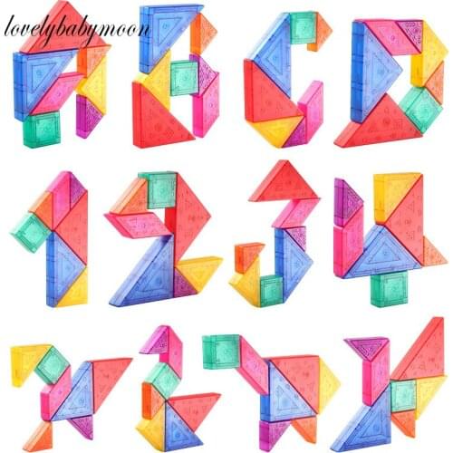 Kid Colorful Magnetic 3D Tangram Jigsaw Toy Logical Thinking Training Drawing Board Games Montessori Education Toy For Children
