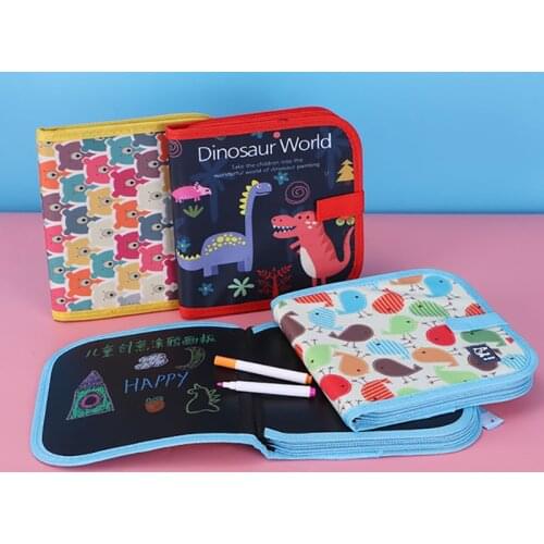 14 Pages Baby DIY Soft Drawing Blackboard Book Children Water Chalk Painting Board With Felt-tip Pens Kids Toys Birthday Gift