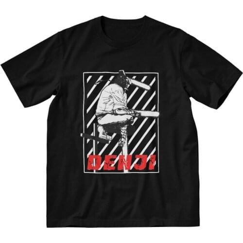Chainsaw Man Warrior Denji Tshirt Men Casual Tees Top 100% Cotton T Shirts Short Sleeve Anime Manga T-shirt Gift Clothes