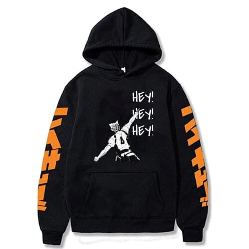 Haikyuu Hey Hey Hey Hoodies Mens Casual Sweatshirts Japan Anime Karasuno Fly High Hoodie Hip Hop Creativity Streetwear Male