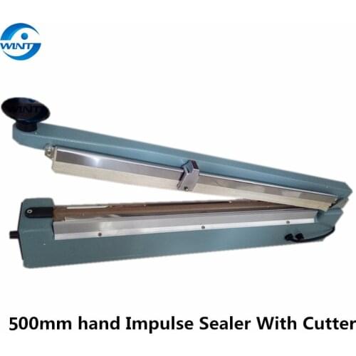 KS-500MM hand impulse sealer with cutter handheld heat impulse sealer Manual sealing machine Aluminum body