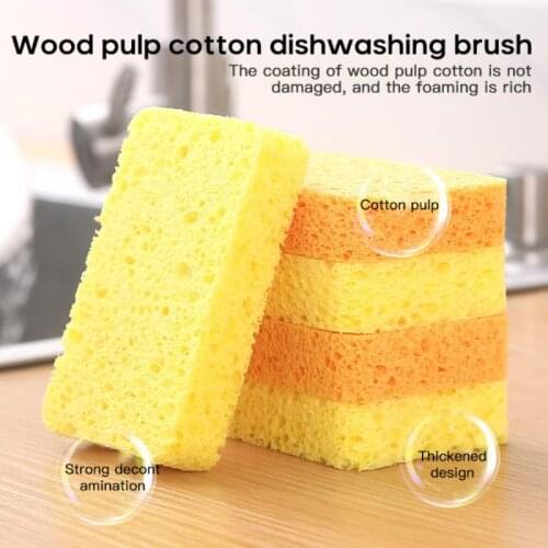 Kitchen Dishwashing Sponges Household Cleaning Brushes Wood Durable Pulp Sponge Descaling Clean Rub Pot Tool Kitchen Accessories