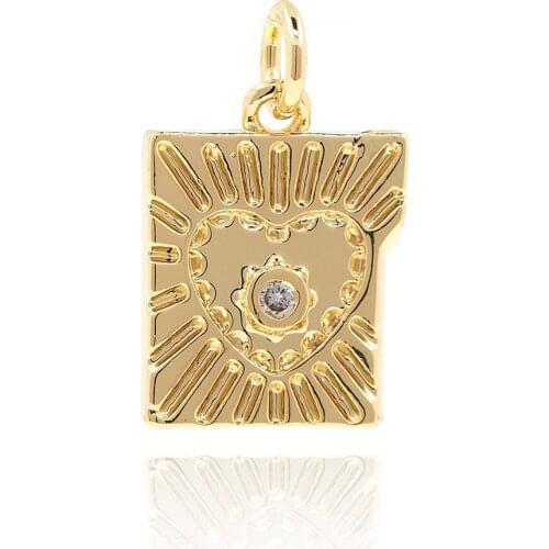 Square Heart pendant Pendant Love Heart Micro Set Zircon Jewelry Accessories DIY Bracelet Necklace Jewelry 2021