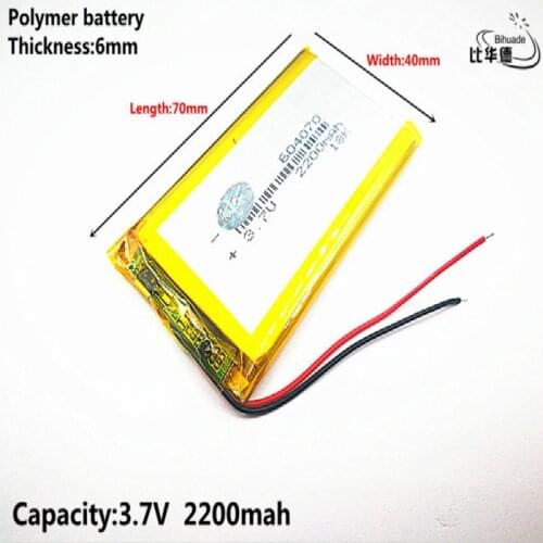 Liter energy battery Good Qulity 3.7V,2200mAH 604070 Polymer lithium ion / Li-ion battery for tablet pc BANK,GPS,mp3,mp4