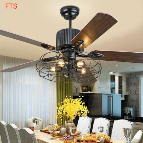 American chandelier retro ceiling fan light dining room living room fan chandelier Konoha electric fan chandelier