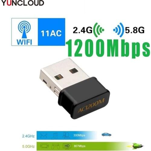 Mini Usb Wifi Adapter 802.11AC Dongle Netwerkkaart 1200Mbps 2.4G & 5G Dual Band Wireless Wifi Ontvanger voor Laptop Desktop