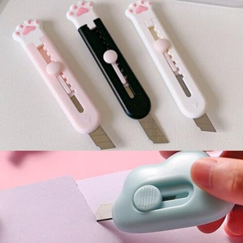 Cute Mini Small Pocket Craft Wrapping Box Paper Envelope Cutter Cloud and Cat Paw Utility Knife Letter Opener Student Art Knife