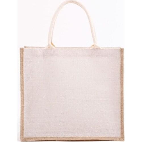 Reusable Jute Tote Bag Eco Friendly Burlap Grocery Bags for Shopping Beach Vacation Picnic