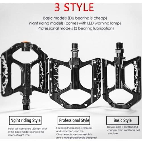 MTB Pedals Bicycle Pedals Cycling Ultralight Non-Slip Alloy Bicycle Flat Platform Pedals LED Warning Light Cycling Accessories