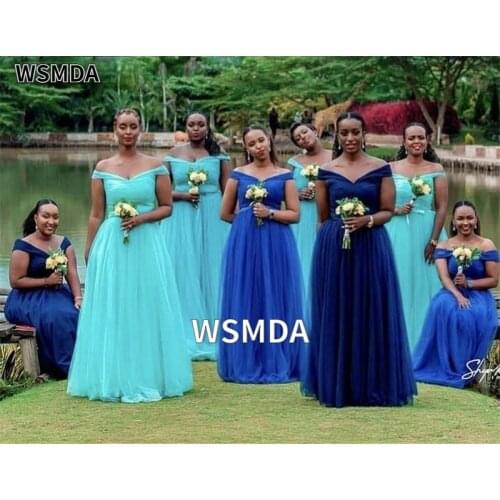Bridesmaid Dresses Off The Shoulder Soft Tulle Floor Length Tulle Bridesmaid Dresses Wedding Party Dresses With Zipper Back
