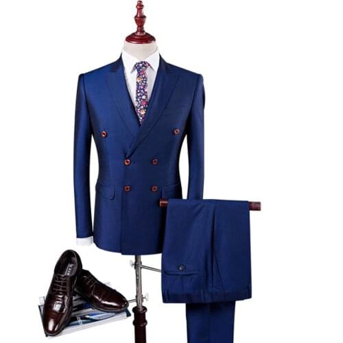 2019 Autumn New Style Elastic Wool Wedding Suits Men Blazer Mens Wedding Dress Business Dress Mens Suits (Jackets+Pants+Vest)