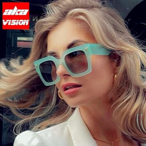 AKA VISION Oversized Square Sunglasses Women 2021 Luxury Brand Eyewear Women/Men Vintage Glasses Women Mirror Gafas De Sol Mujer
