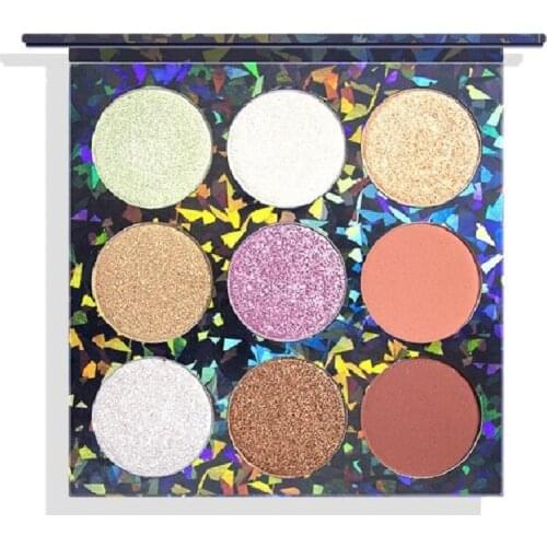 Laser 9 colors Makeup Pigment Eyeshadow Palette Matte Shimmer Blush Diamond Highlight Nude Waterproof Mirror Kit Custom Label