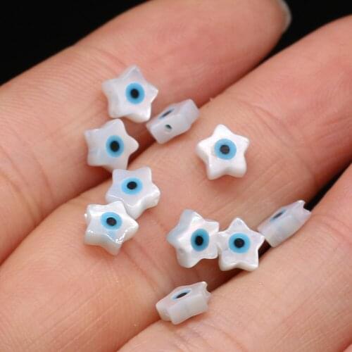 Natural Mother of Pearl Shell Evil Eye Pendant Star Shape Perforated beads For Jewelry Making DIY Earring Necklace Accessories