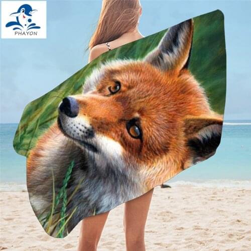PHAYON Surf Poncho Quicky-dry Microfiber Fox Bath Towels 75*150cm Beach Towel Large Sport Swimming Towels Camping Accessories