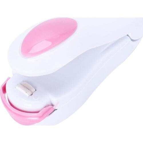 1 Piece Portable Household Mini Heat Sealing Machine Ceramic Impulse Sealer Seal Packing Capper Plastic Bag Sealer White+Pink